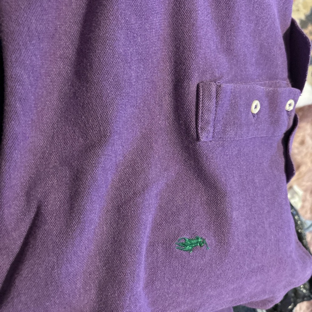 Purple Polo Shirt with Green Logo
